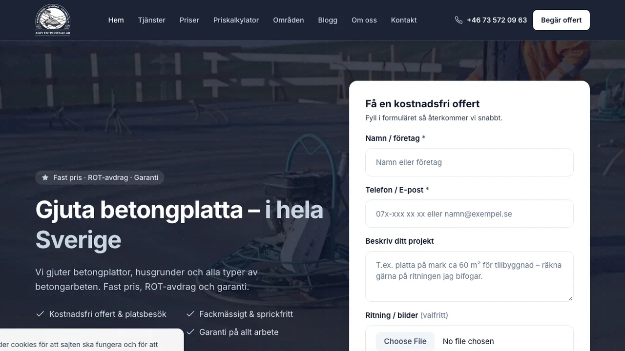 Gjuta betongplatta