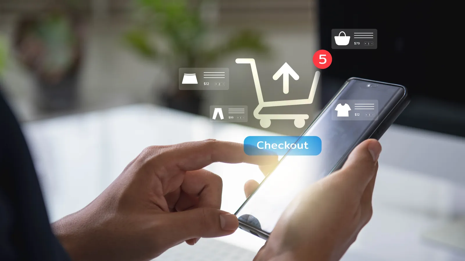 Kund handlar och trycker på Checkout i mobilen — Nordkod bygger snabba webbshoppar