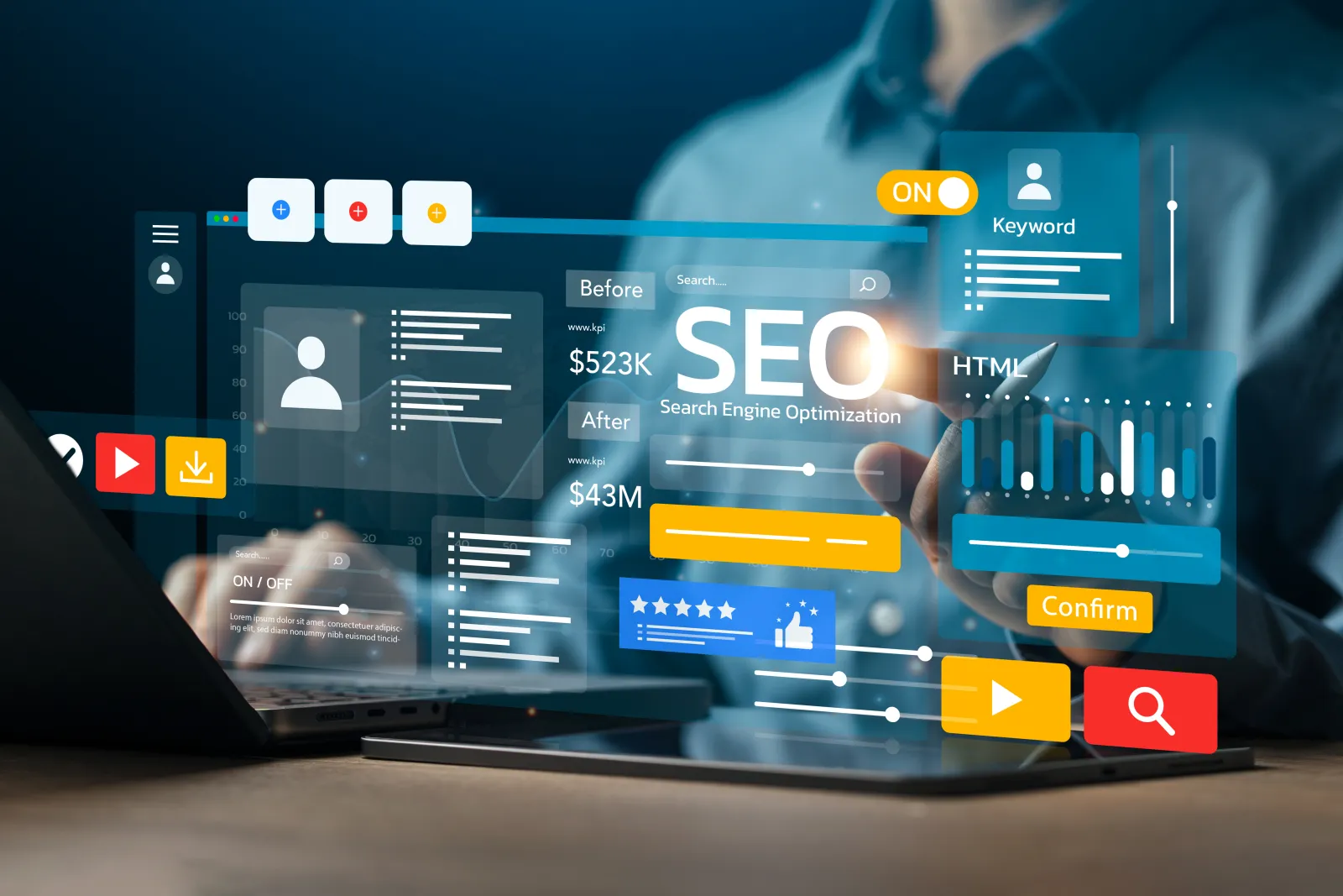 SEO-dashboard med sökordsanalys och nyckeltal — Nordkod jobbar med teknisk SEO och sökmotoroptimering